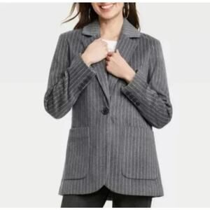 Universal Thread Realxed Fit Gray Stripe Blazer Jacket Size Small oversized
